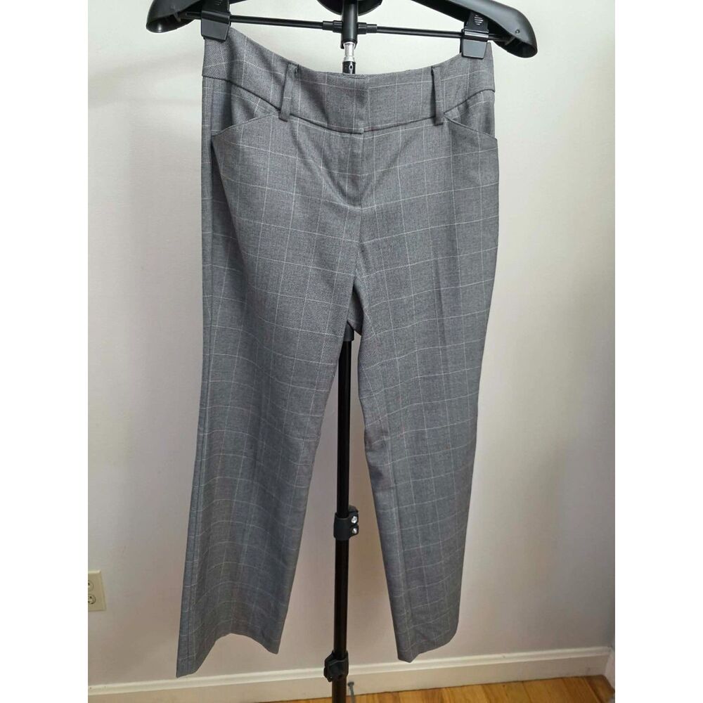 New York & Company 7th Avenue Gray Plaid Flare Dress Pants Y2K